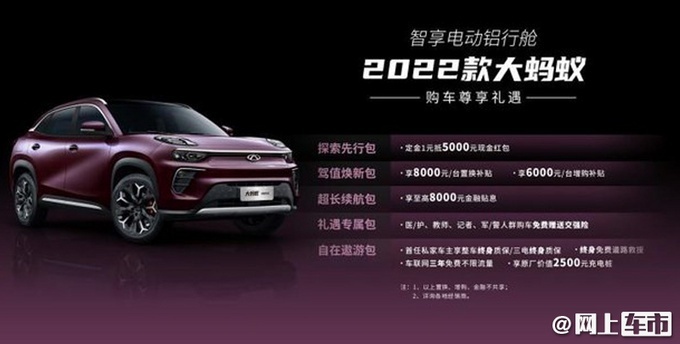 奇瑞新能源2022款大螞蟻上市 共3款車型