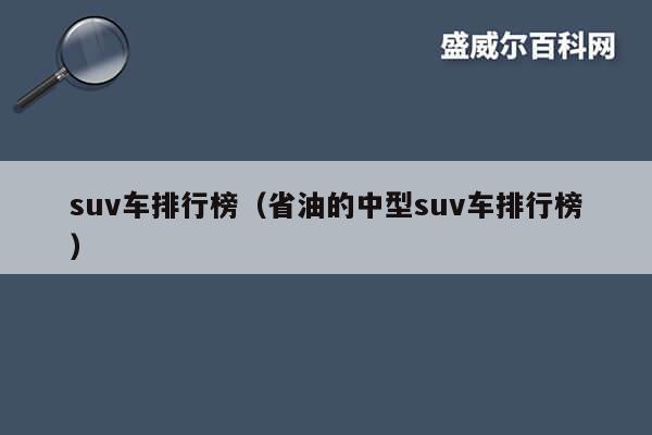 suv中型第一名是什么車_中型suv誰(shuí)最省油_最省油的中大型suv排行榜2023